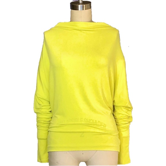 Moda International Tops - Moda International Neon Yellow boat neck batwing long sleeve top xsmall